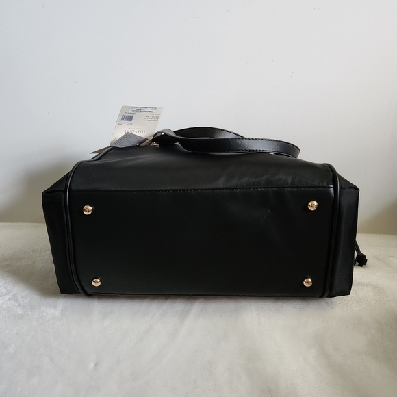 Ellen Tracy Black Gold Twill Nylon East West Tote Shoulder Bag Purse NWT - Picture 13 of 16